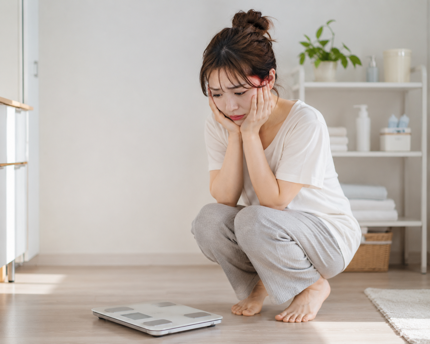 体重計に乗る女性